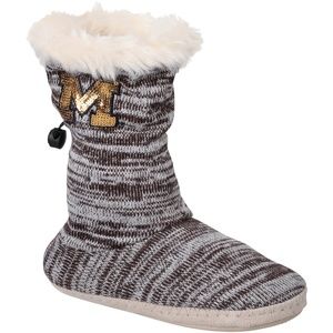 NCAA Michigan Wolverines L 9-10 Women Knit Boot Slipper NEW